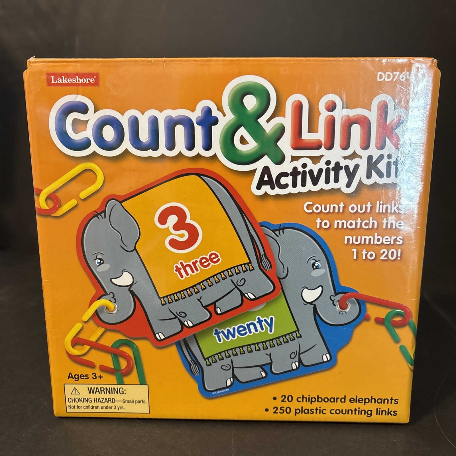Lakeshore Count & Link Activity Kit Math Elephants 1-20 New Sealed