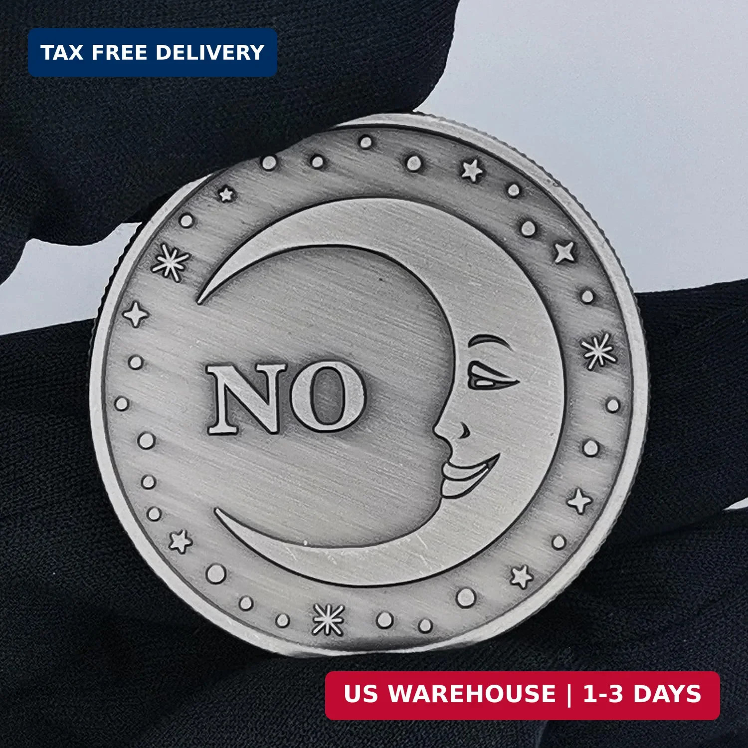 Decision Making Challenge Coin – Yes and No Design with Sun and Moon Motifs – Fu