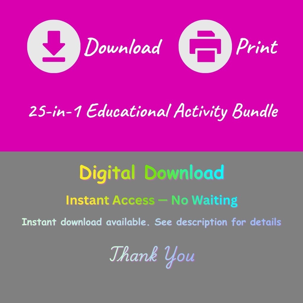 25-in-1 Educational Activity Bundle for Kids | Worksheets, Posters, Workbooks