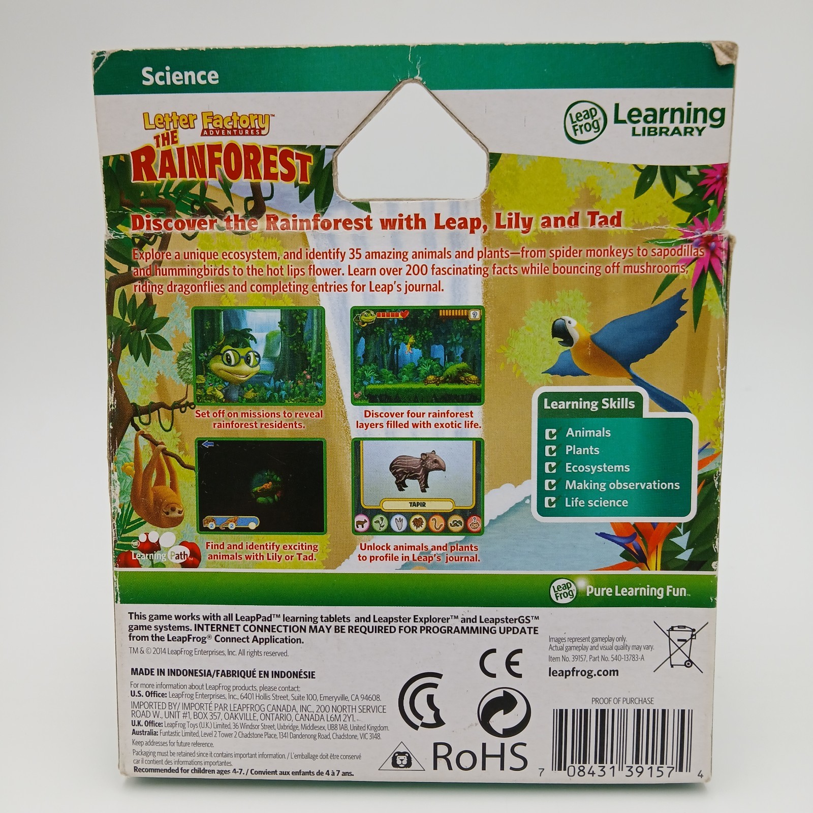 Leap Frog Letter Factory The Rainforest Leap Pad Leapster GS Science Game NOS