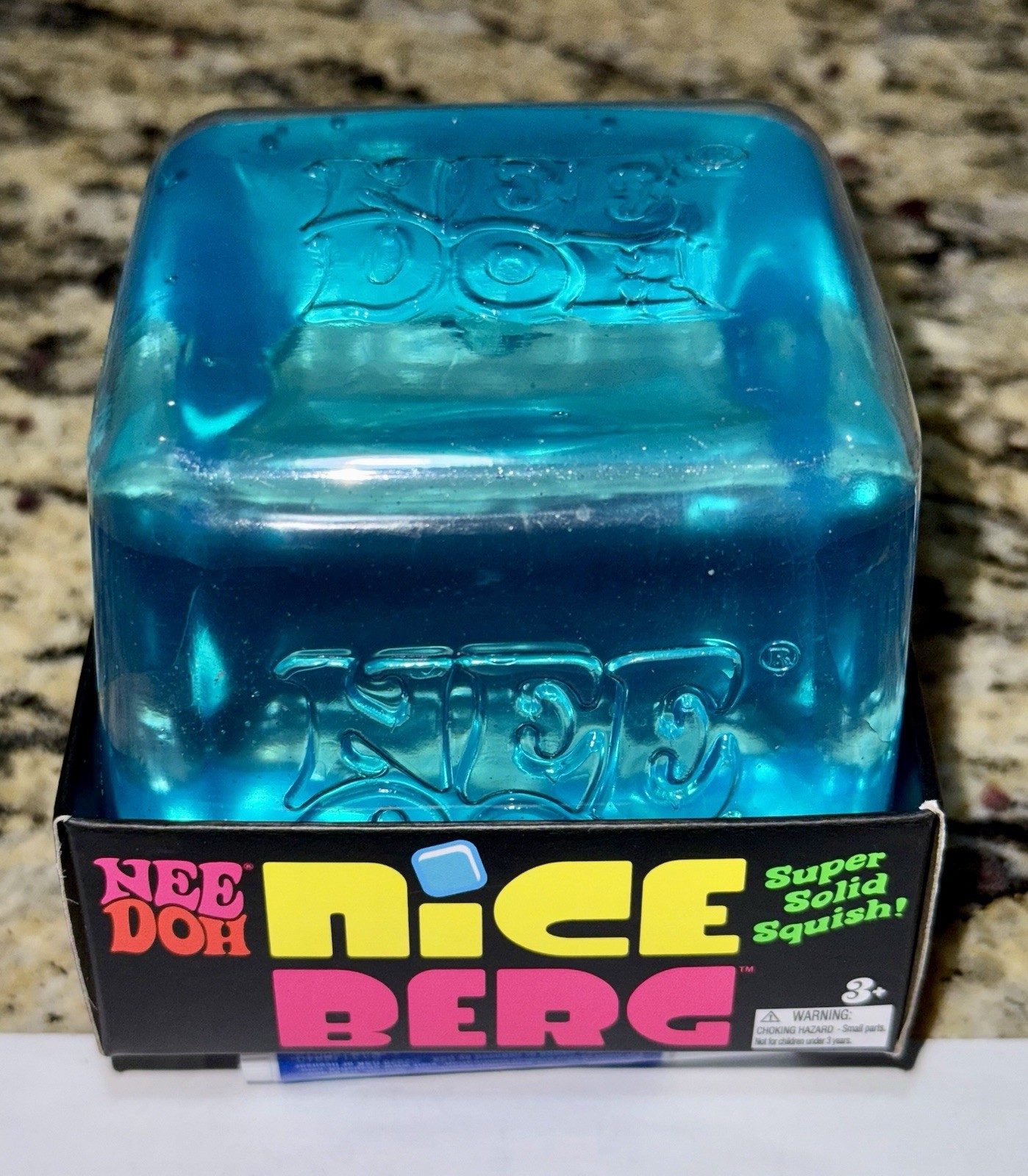 Nee Doh Nice Berg Blue XL Cube Giant NeeDoh Niceberg Solid Squishy Block NEW