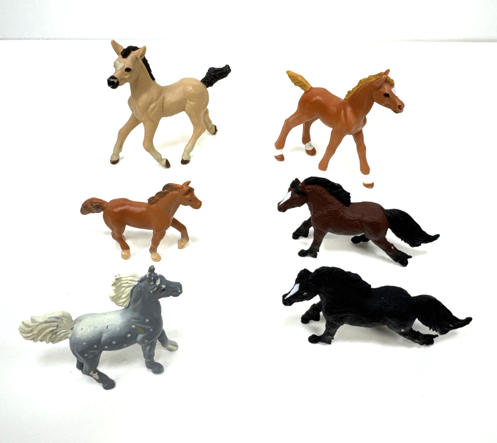 Lot Of 6 Miniature Horse Toy Figures Safari Plastic 90s & 2005