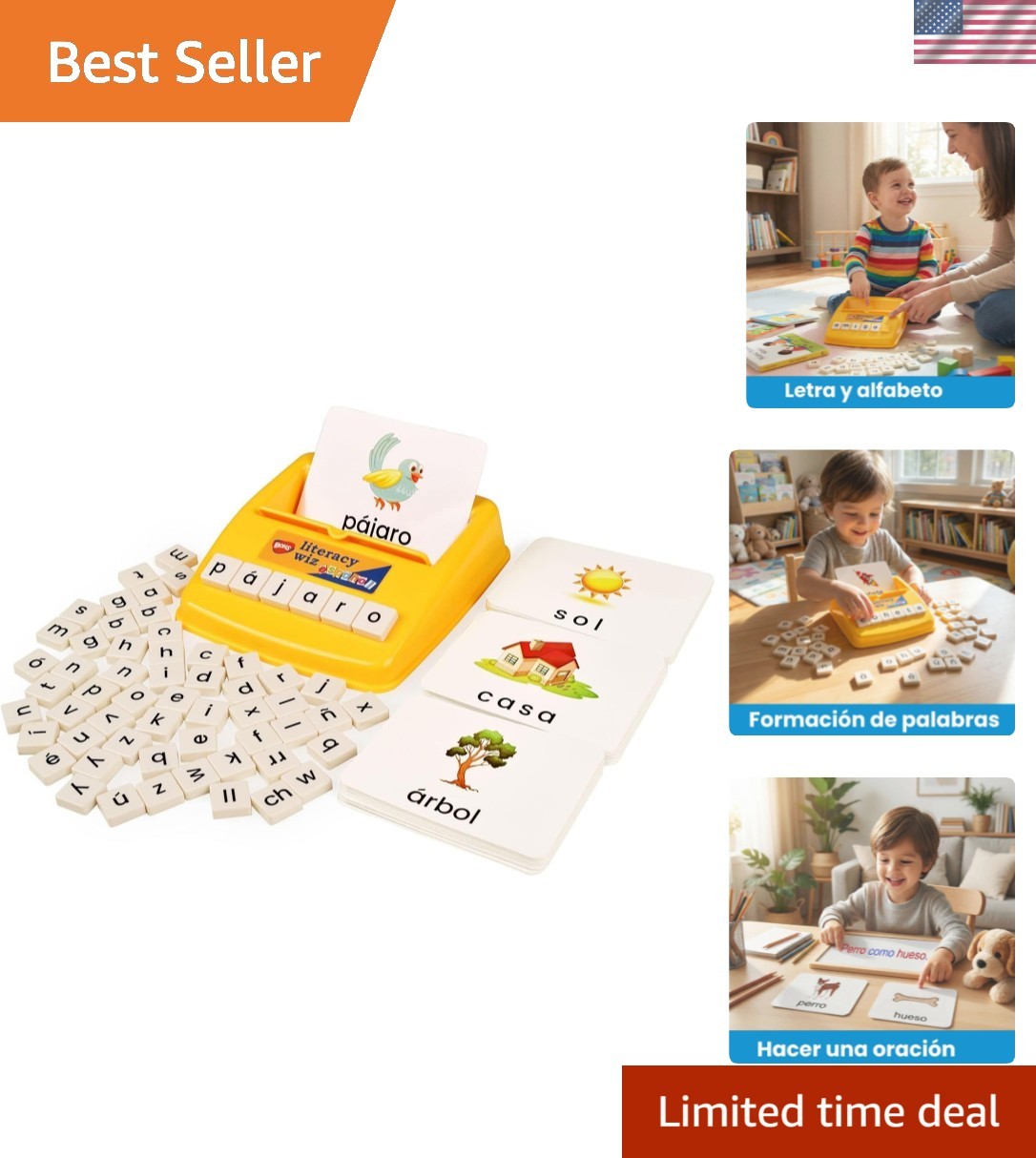 Spanish Literacy Wiz Spelling Game – Espanol Lower Case 60 Flash Cards – Pres…