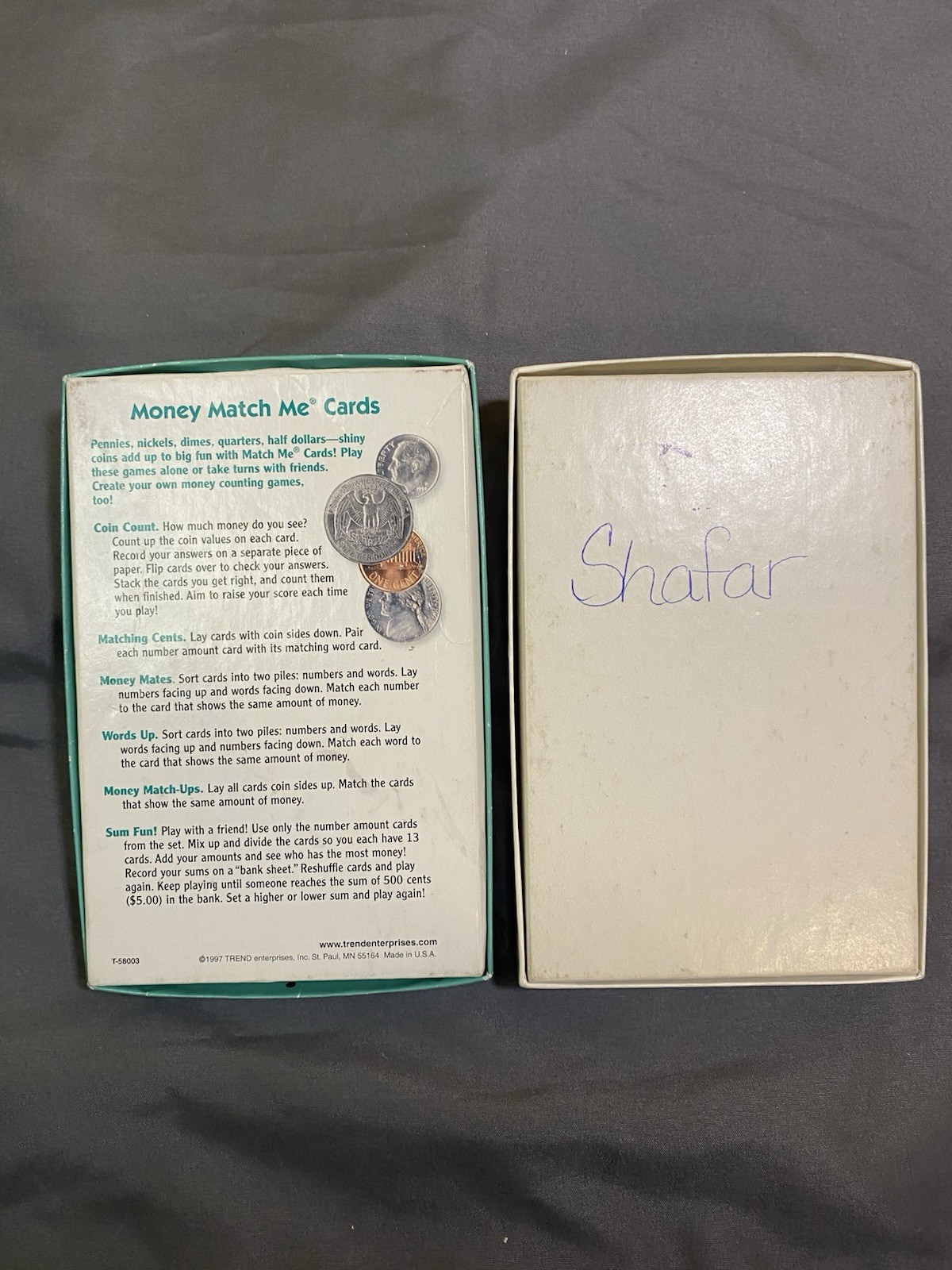 Lot Of 2 Trend Money Match Me Cards Age 6 & Up