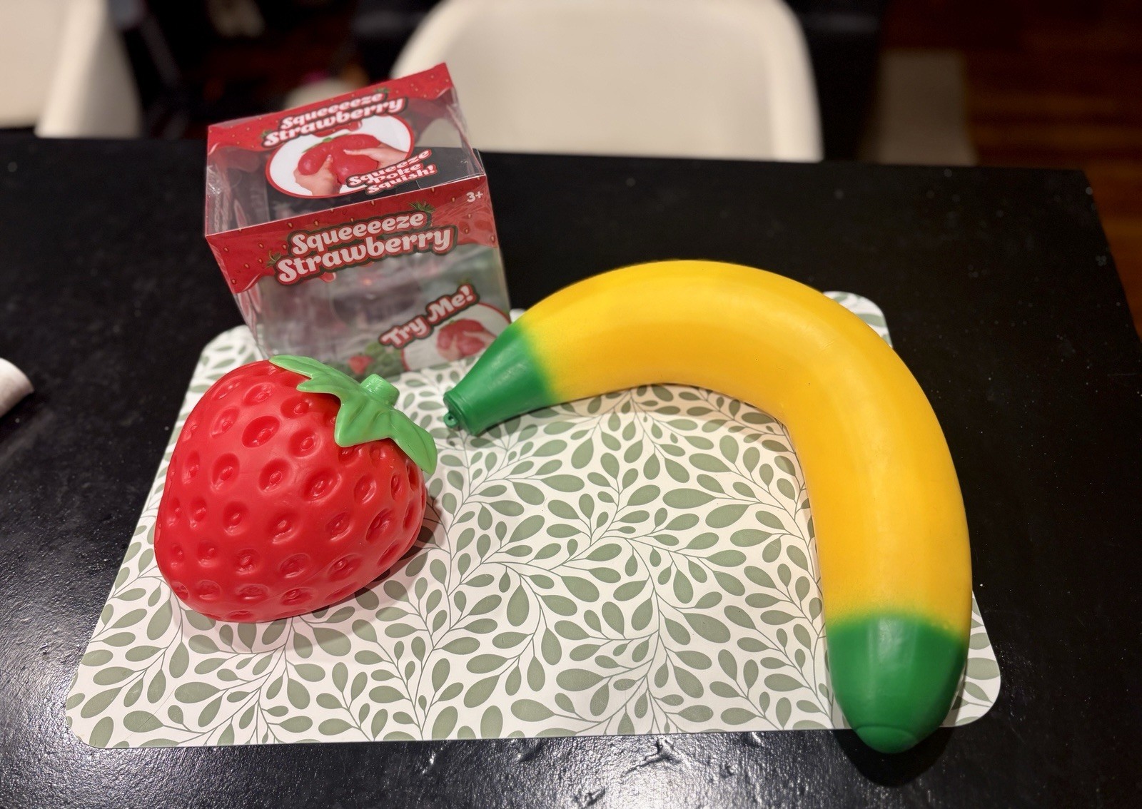 BARELY USED Sunny Days Jumbo Squishy Set- Strawberry and Banana Pack- Viral Toys