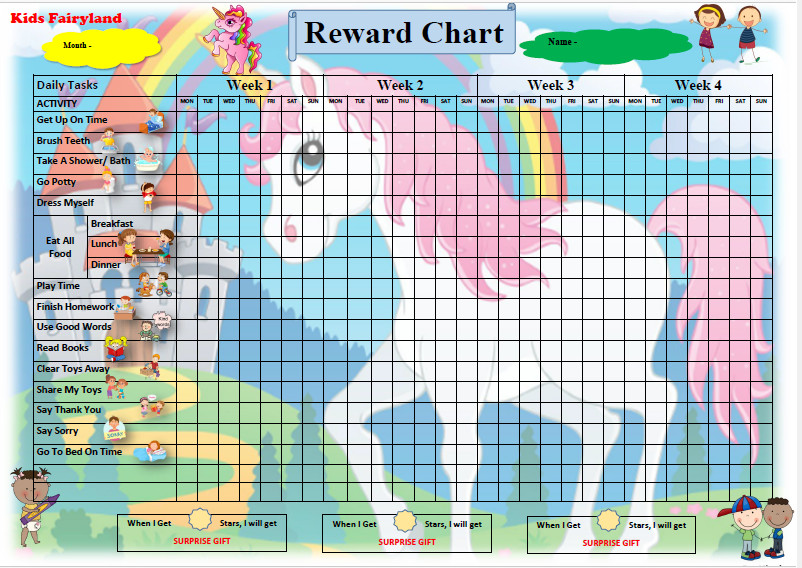 A3 Size Reward Chart Kids for Behavior Chore Charts with Stickers