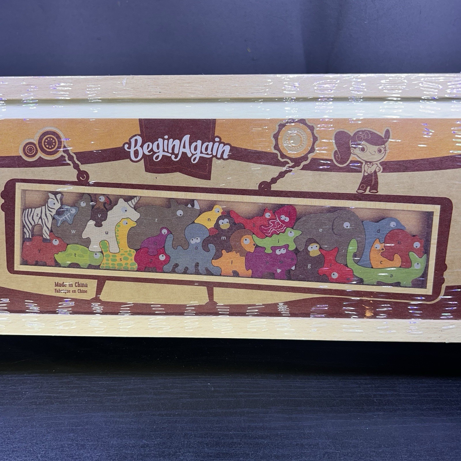 Begin Again Animal Parade AtoZ Rubberwood Puzzle Blocks Toddlers Preschoolers