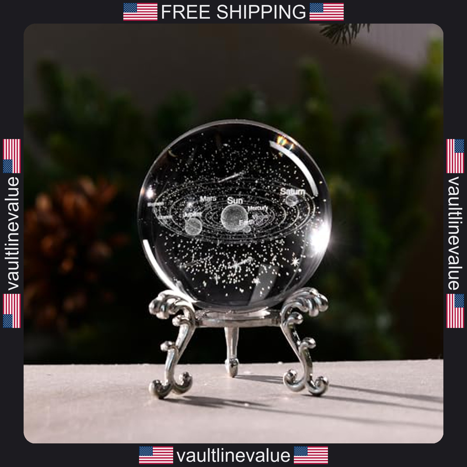 3D Solar System Crystal Ball 60mm Glass Astronomy Globe Space Model Gift
