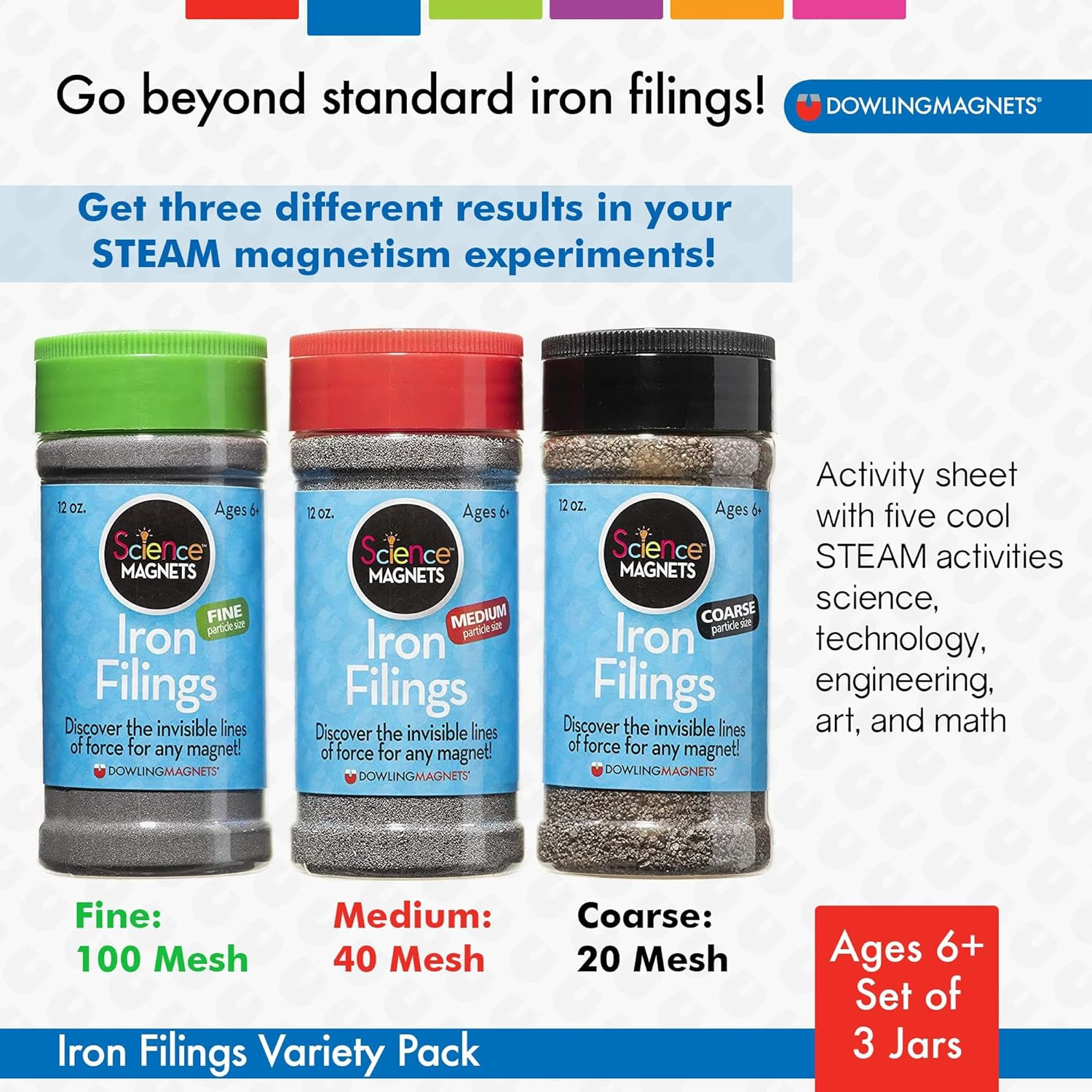 Iron Filings, Variety, Laboratory Science, Science Resources, Grades 1+, Pack of
