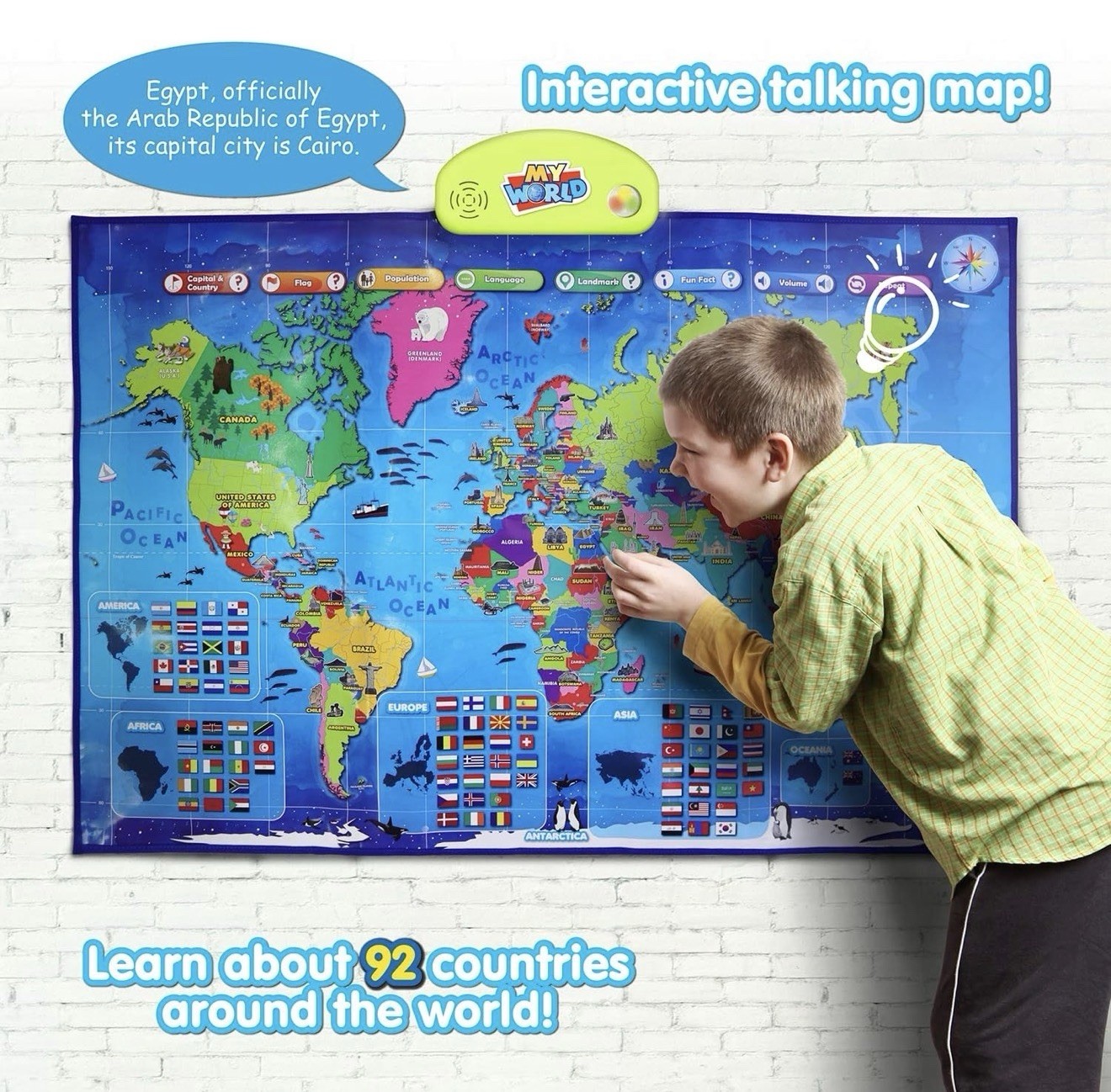BEST LEARNING i-Poster My World – Interactive Talking World Map Kids Ages 5-12