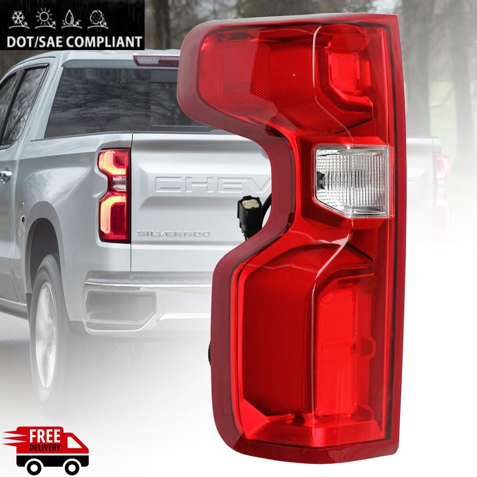 Left Driver Side LED Tail Light for 2019-2023 Chevy Silverado 1500 2500HD 3500HD