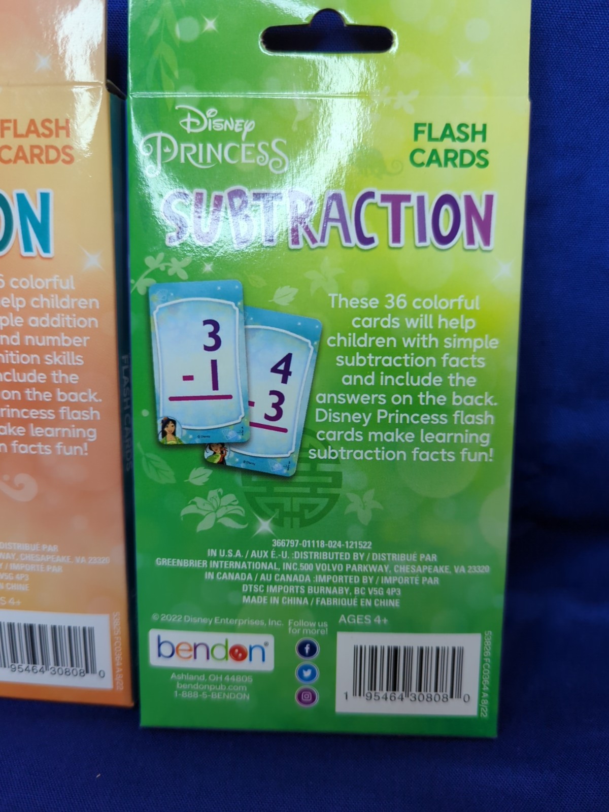 3 Disney Princess Flashcards- Numbers/Counting, Addition, & Subtraction Ages 3+