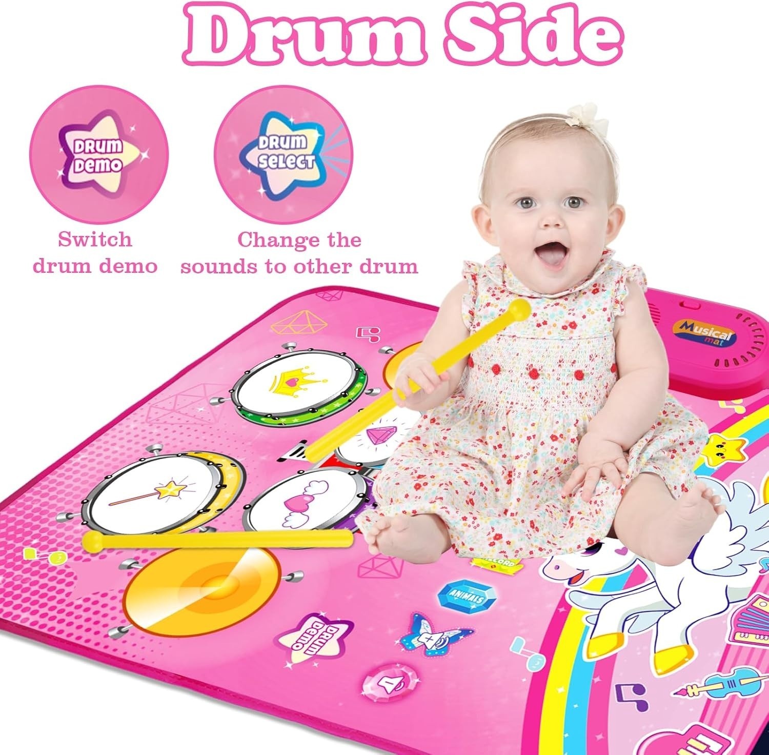 Toys For 1 Year Old Girl Gifts: Baby Musical Mat Toddler Toys, 3 in 1 Piano Drum