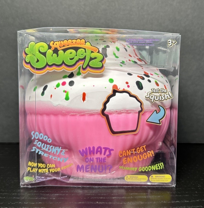 Squeezy Sweets Scented Squishy Cupcake Dessert Toy Blue Pink & Green Sprinkles