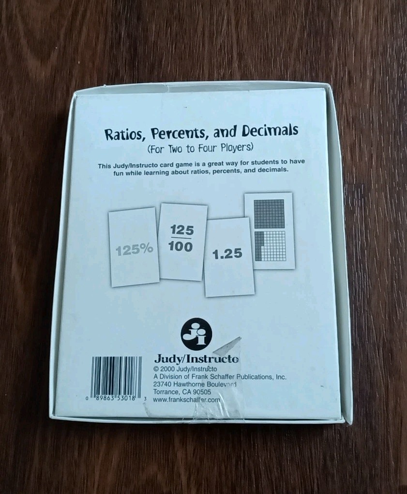 Hands-On Learning Math Card Game “Ratios, Percents and Decimals” Judy/Instructo