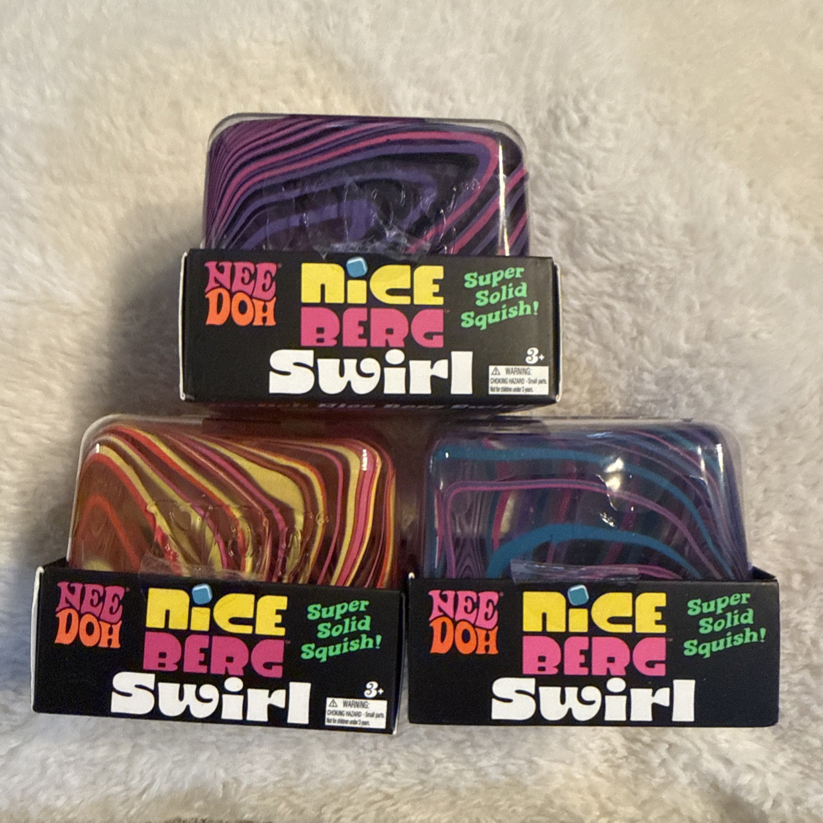 NeeDoh Nice Berg Swirl XL Giant Nee Doh Squishy Swirl Cube (SET OF 3 COLORS)