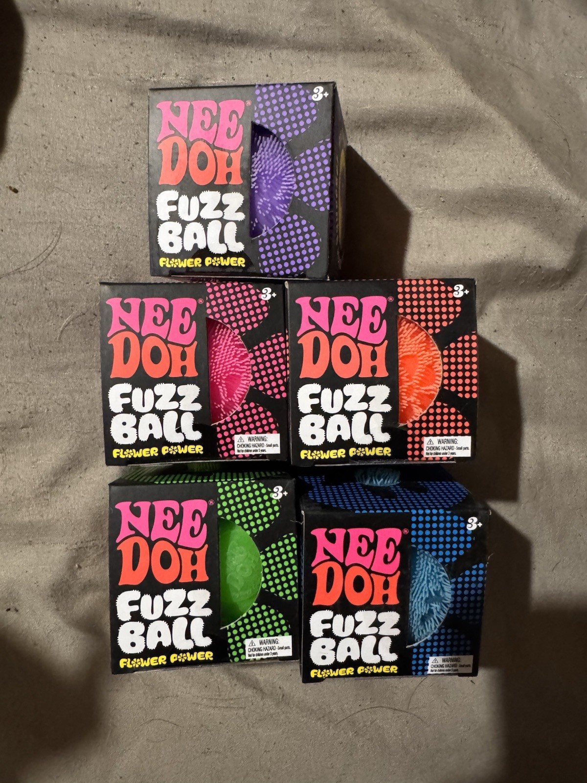 NeeDoh Fuzz Ball Flower Power! by Schylling – Lot Of All 5 Colors Factory Sealed