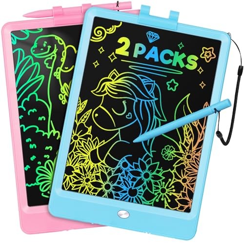 SplashNSpray Writing Tablet, 2pack LCD Drawing Tablet for Kids, Colorful