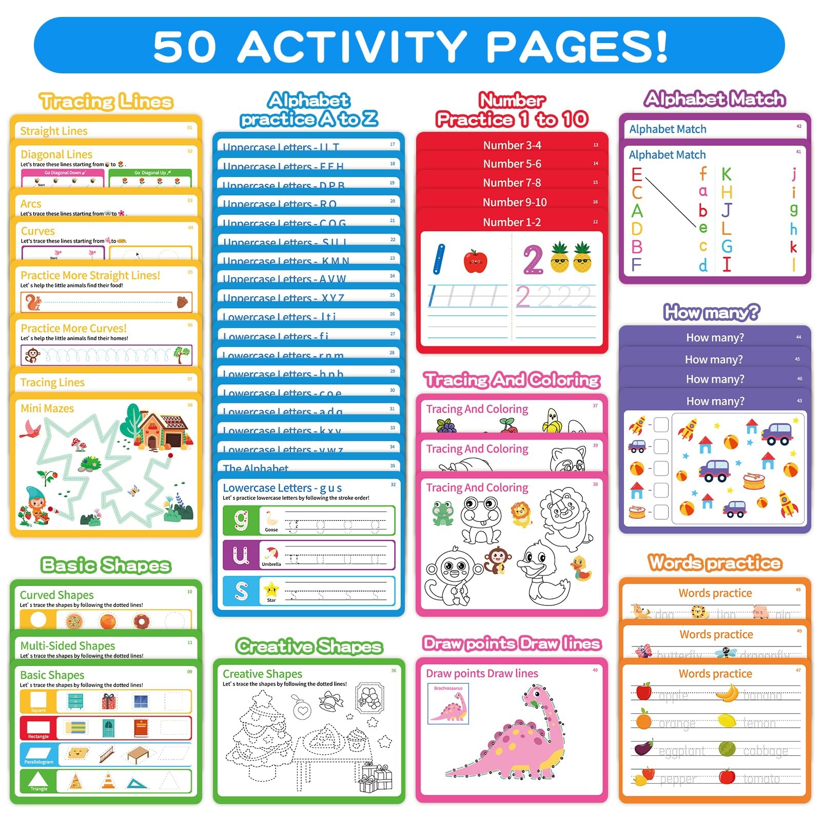 Preschool Learning Activities, Tracing Books for Kids Ages 3+, Toddler Handwr…