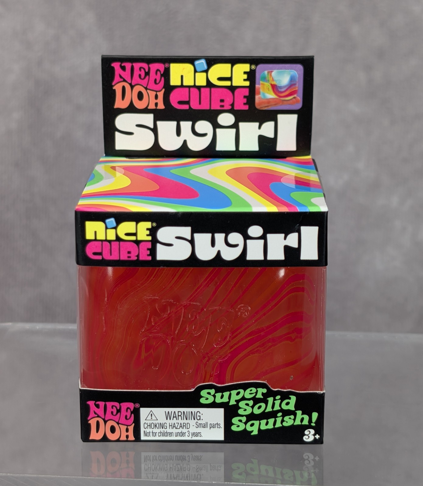 🧡ORANGE RED/ Pink Schylling NeeDoh Nice Cube Swirl Super Solid Squish AUTHENTIC