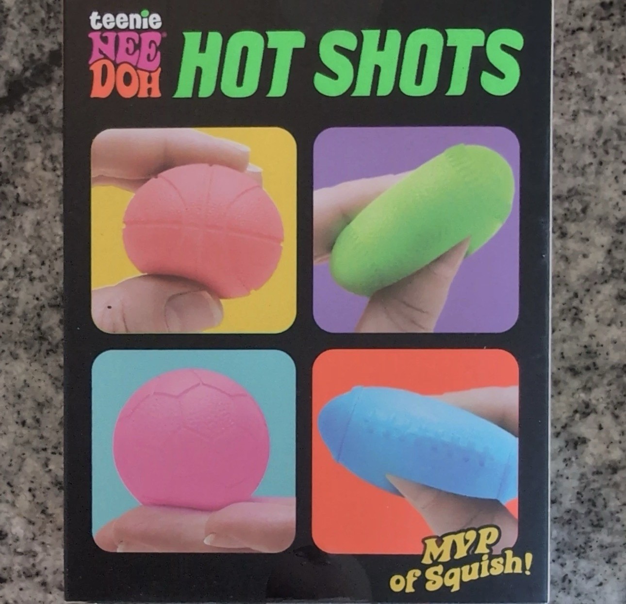 Nee Doh Hot Shots MVP 4 Pack – Orange, Green, Pink, Blue, “NEW” AUTHENTIC!!