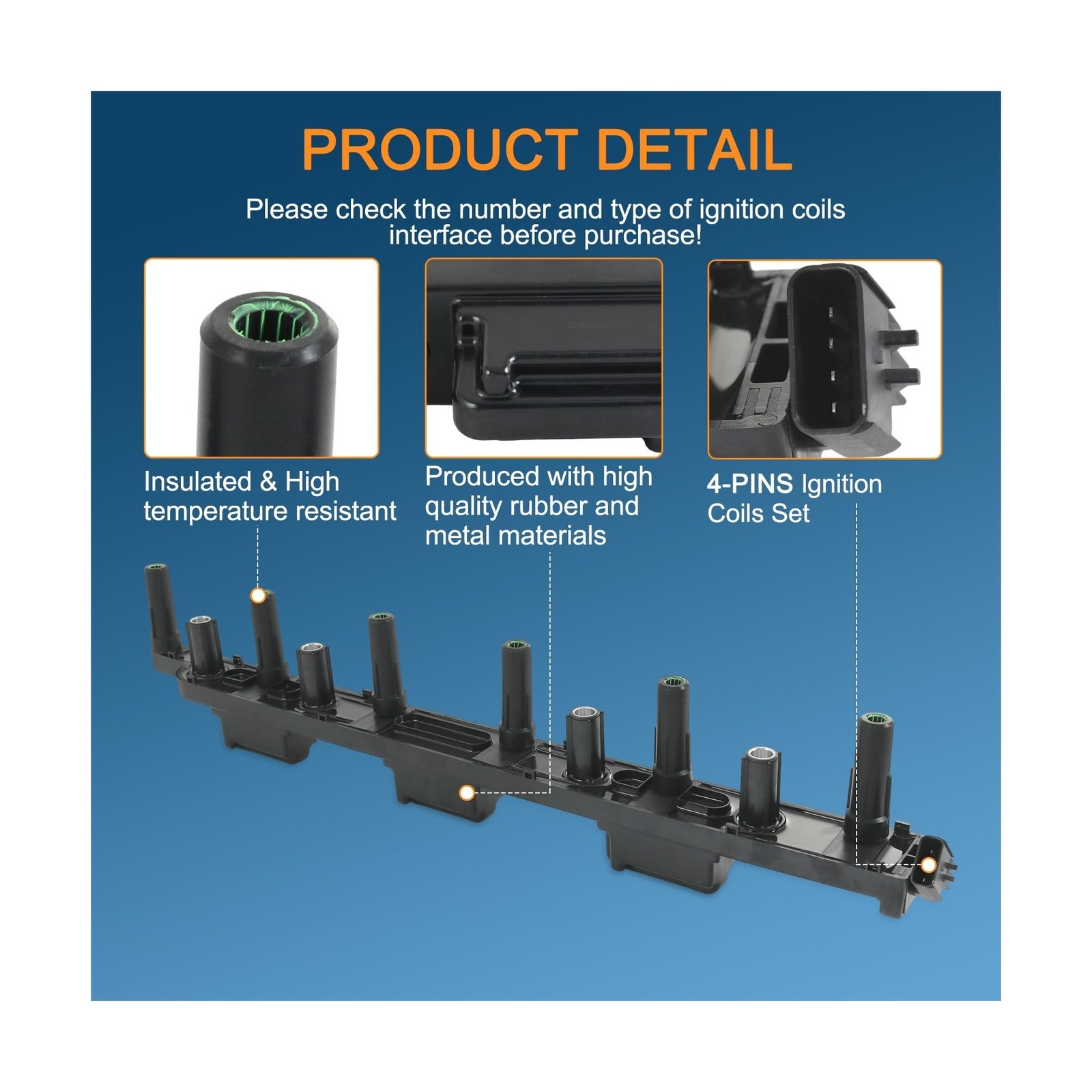 Set of 6 Ignition Coil Pack Compatible with Jeep Cherokee Grand Cherokee Wran…