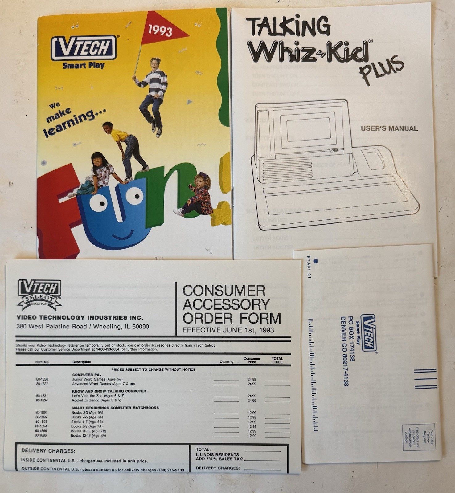 Vintage 1990 Vtech Talking Whiz Kid Plus Learning Toy W/ Box & Manuals Works