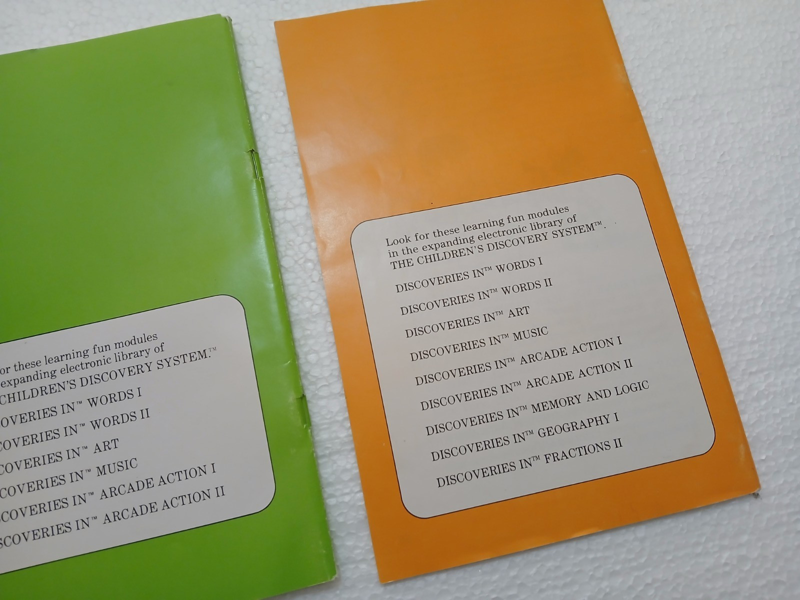 3 Diff. Mattel Children’s Discovery System Activity Books 1980-81 Math Foods +