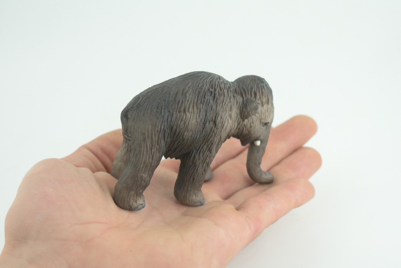 Toy Wooly Mammoth Baby, Hand Painted Rubber Realistic Model 4 Inches CH879 BB200