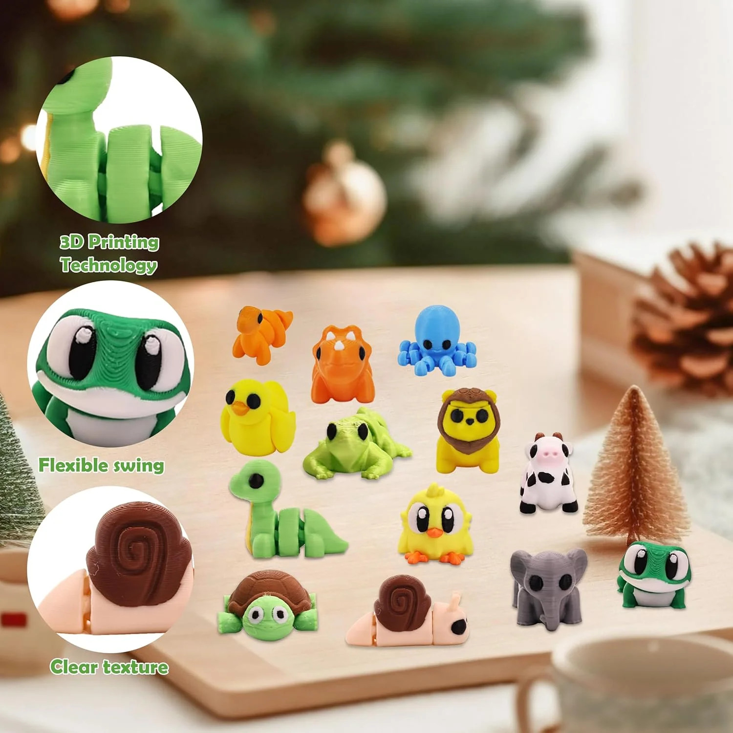 35 PCS Mystery Animal Figurines, Randomly Selected from Over 200 Unique 3D Print