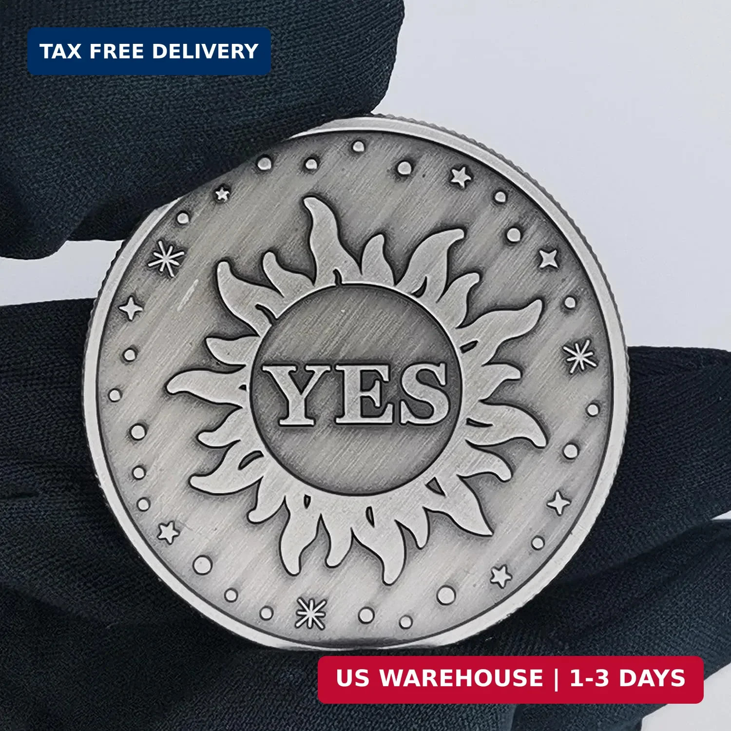 Decision Making Challenge Coin – Yes and No Design with Sun and Moon Motifs – Fu