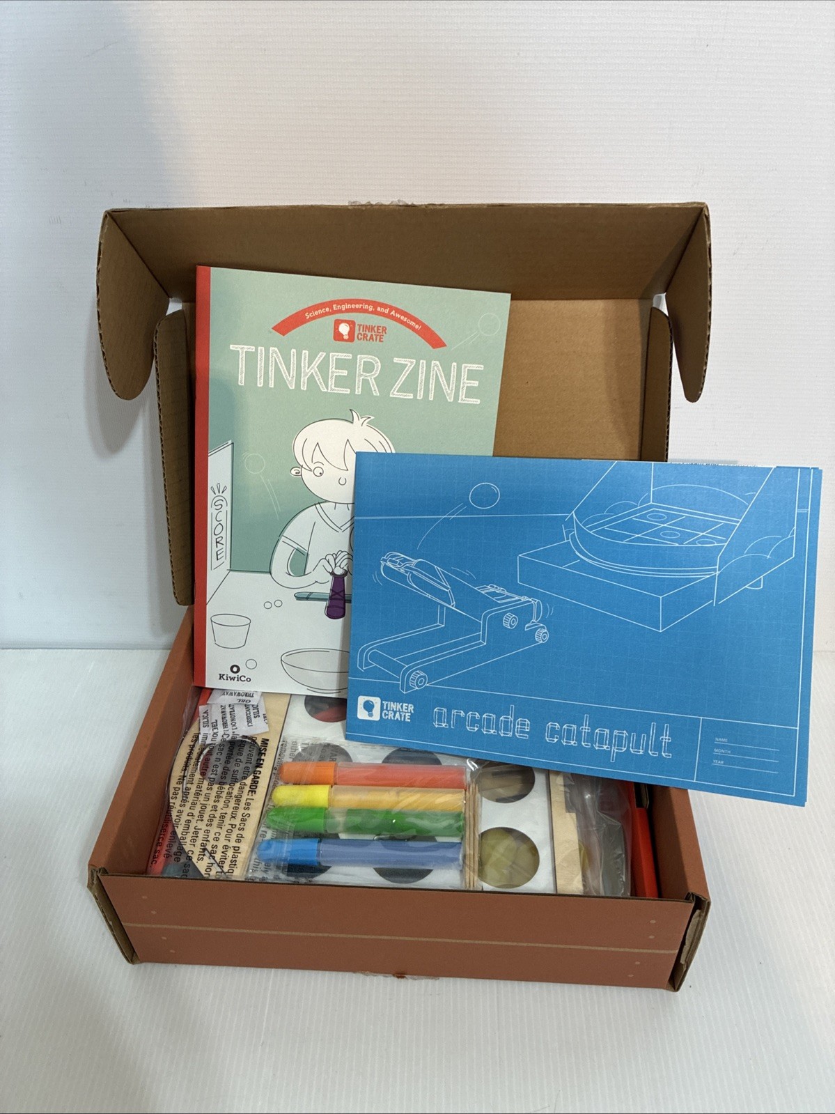 Kiwi Co Tinker Crate Arcade Catapult STEM Science Engineering Physics Game Kit