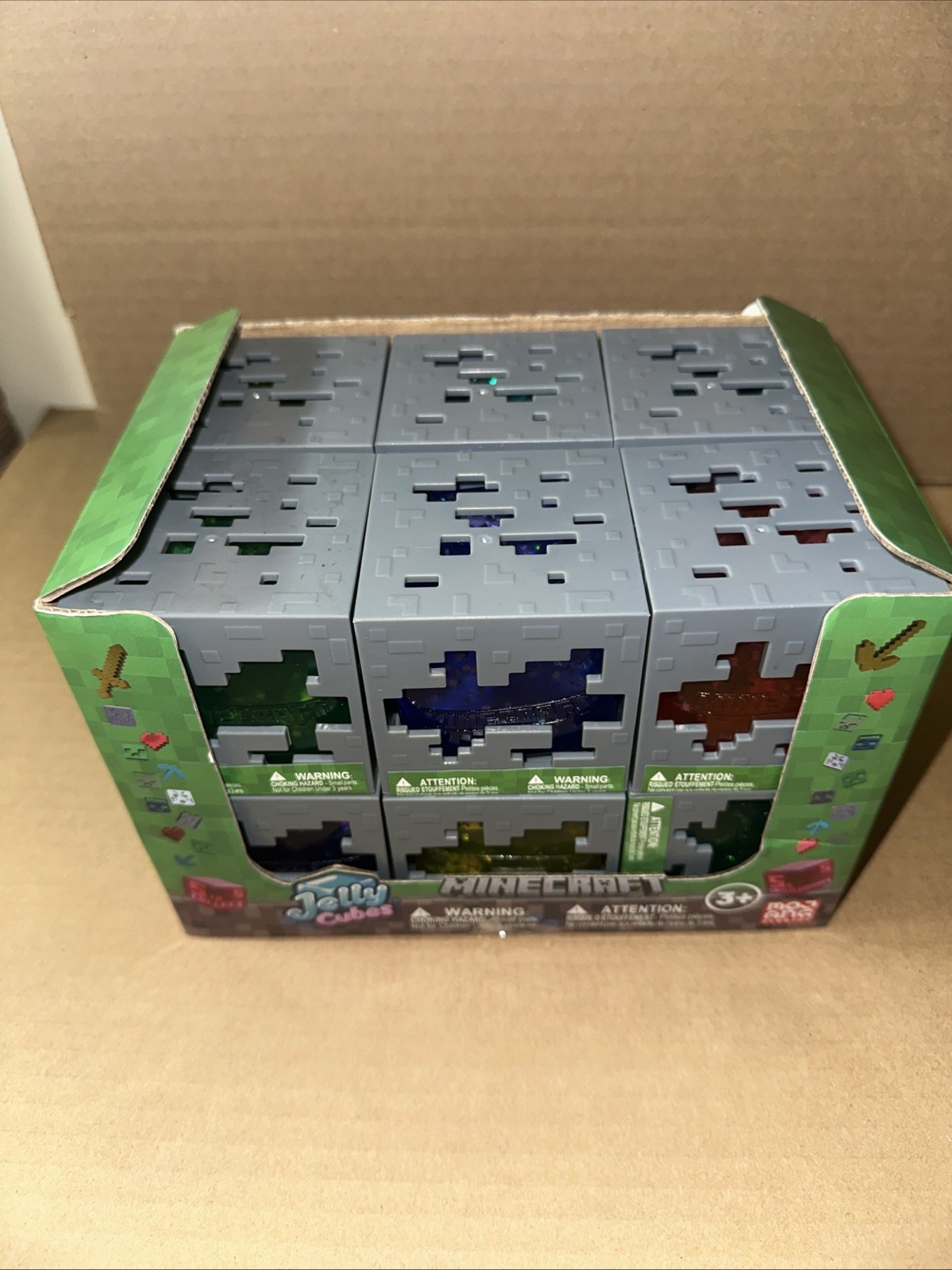 Minecraft Jelly Cubes with Display Case Blue Red Green Purple Yellow lot