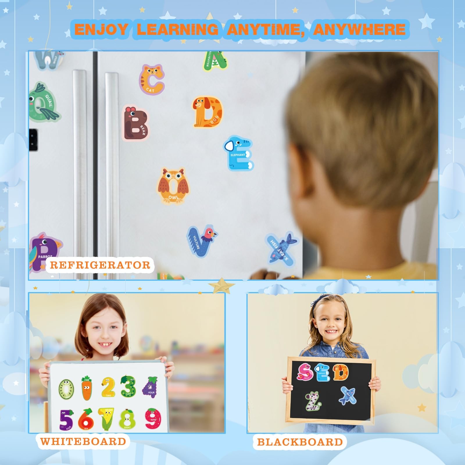 52PCS Magnetic Letters and Numbers Large Fridge Magnets Large, Multi Color