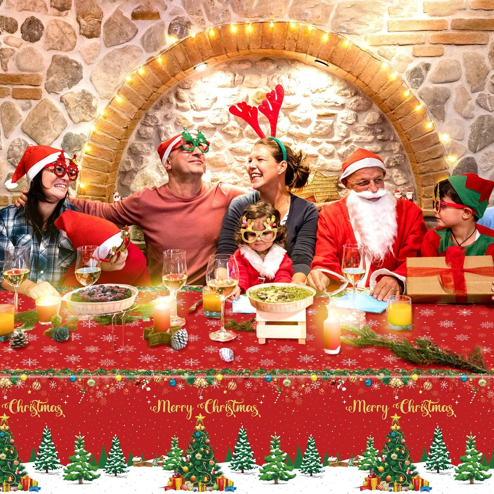Tiamon Christmas Tablecloth Decorations Rectangular Xmas Table Cover Plastic …