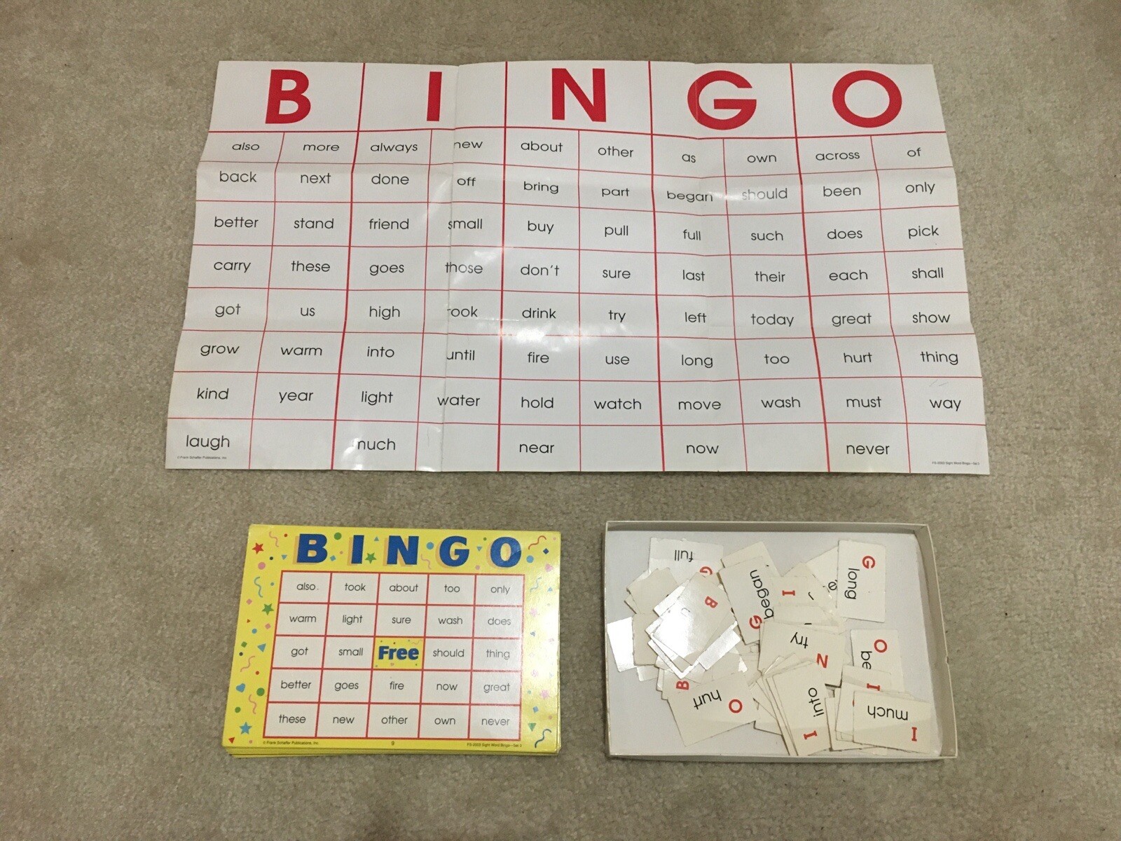Lot of 3 Bingo Games Sight Words Telling Time Punctuation Gently Used