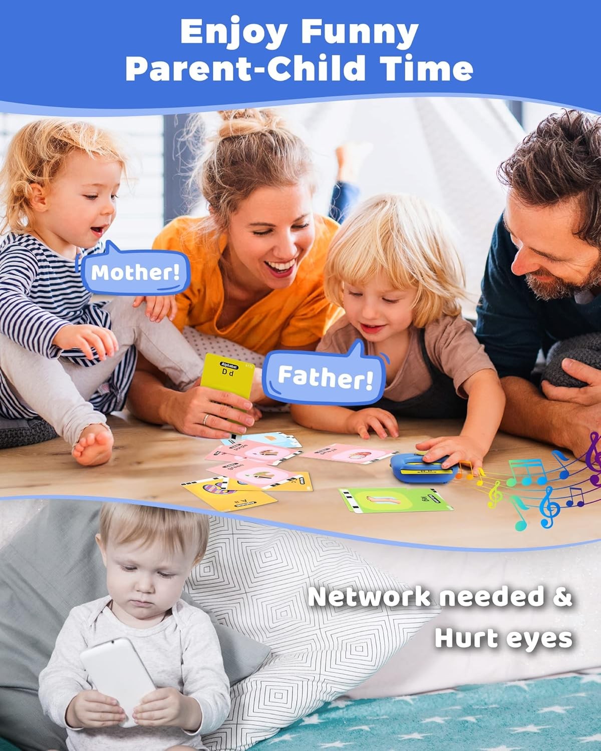 224 Words Talking Flash Cards Educational Learning Toy Toddlers 1-5 Years Old