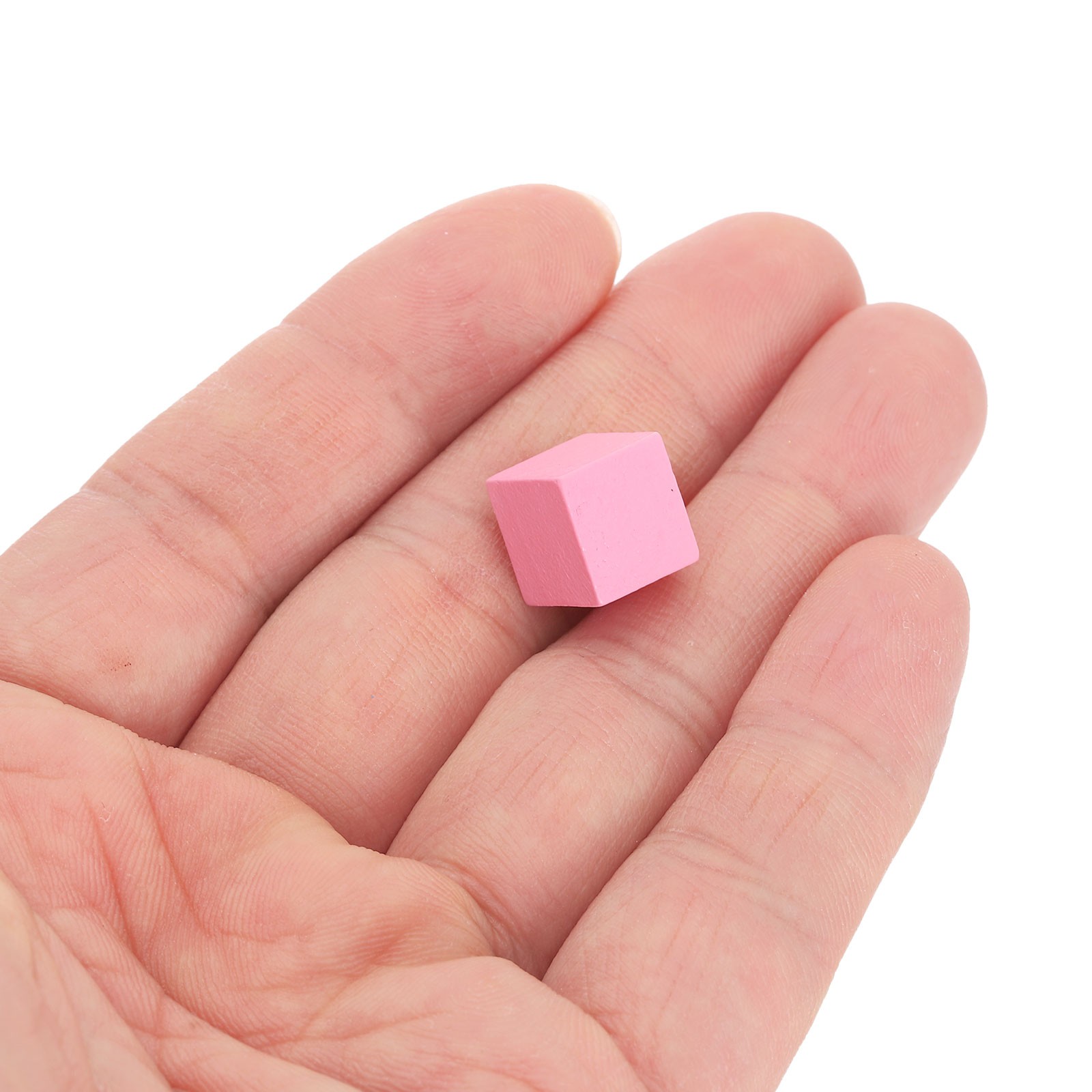 50Pcs Wood Blocks for Crafts, 3/8″ Unfinished Wooden Cube Wood Block, Pink