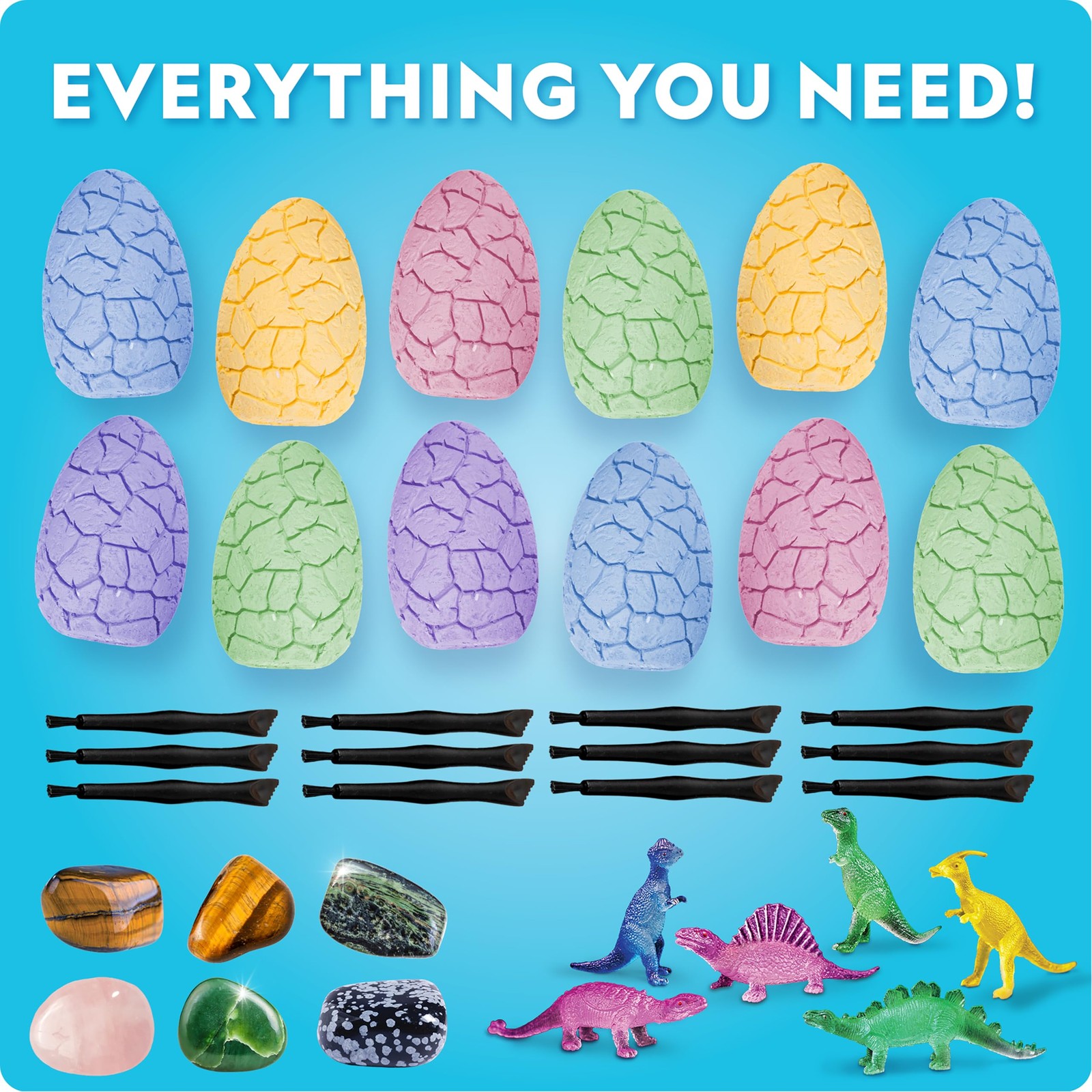 Easter Eggscavation Dig Kit – 12 Easter Egg Dig Bricks with Real Gemstones & …
