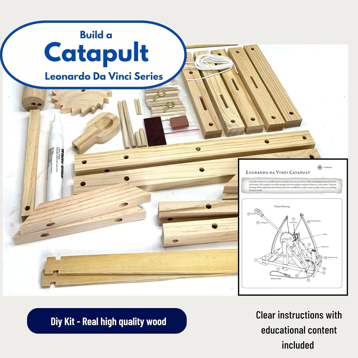 Interactive Da Vinci Catapult Engineering Model Kit: Perfect STEM Toy for Kids
