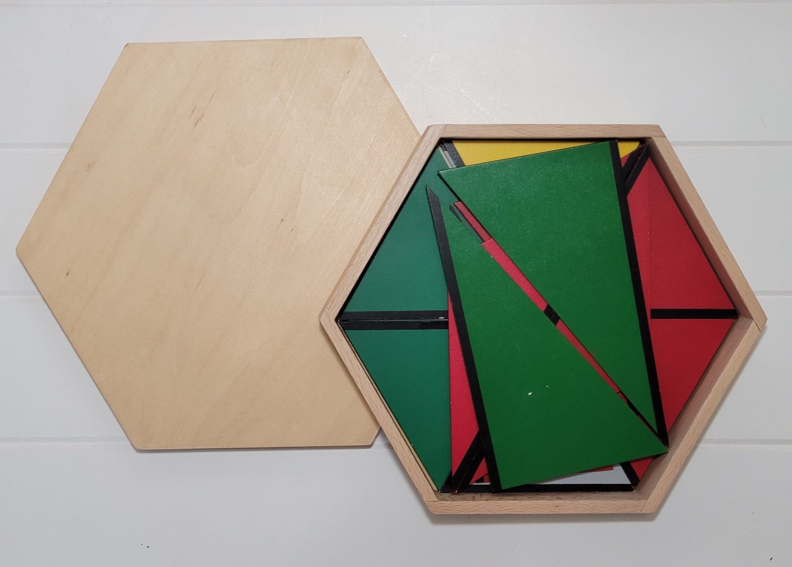 Montessori Constructive Triangles 5 Wooden Box Set Sensorial Geometry Material