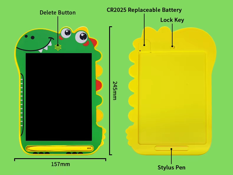 Three (x3) (Pink, Blue & Green) Writing Tablet for Kids