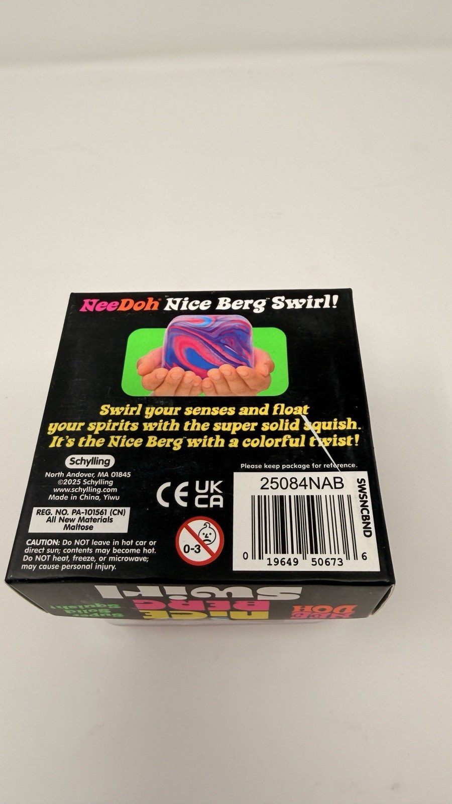 NeeDoh Nice Berg Swirl XL Giant Swirl Cube 3.25″ Nee Doh Pink Purple Black!