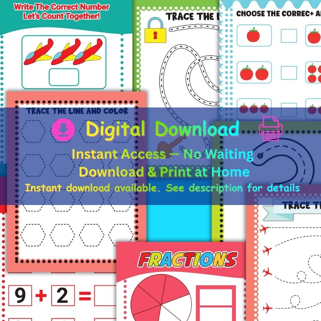 Tracing & Pencil Control Printable Activity Book Bundle for Kids Ages 3-7
