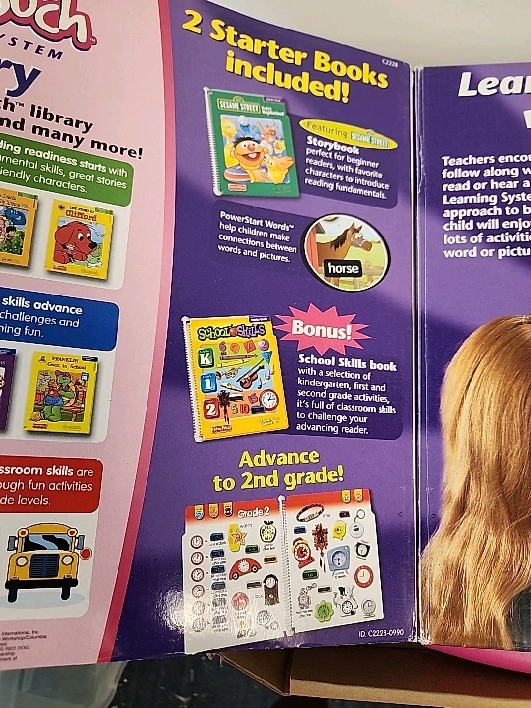 FISHER-PRICE Pink Purple POWER TOUCH Learning System W/2 Books SESAME STREET