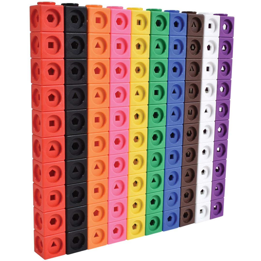 Edxeducation Math Cubes | Set of 100 Counting Blocks with 5 Shapes | Math Manipu