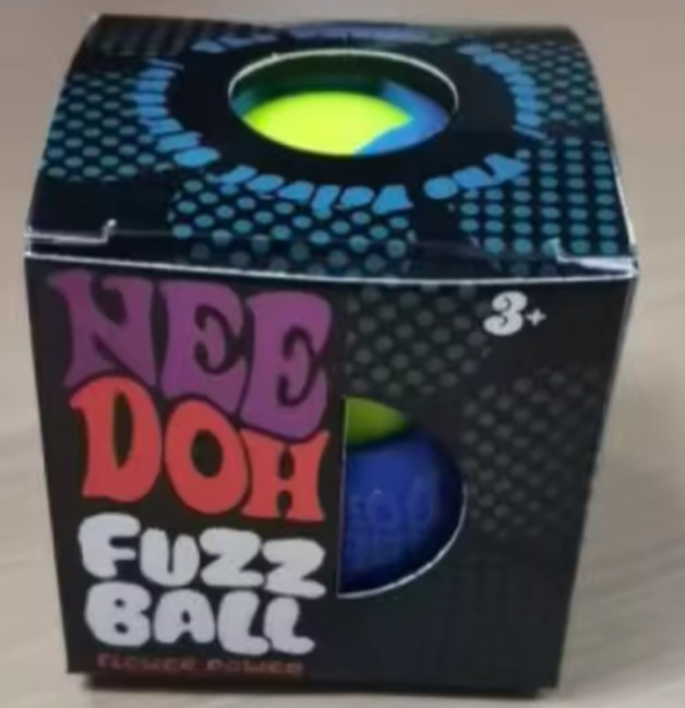 Nee Doh Fuzz Ball Tactile Squishy Squeeze Toy, Blue/Green, Ages 3-4