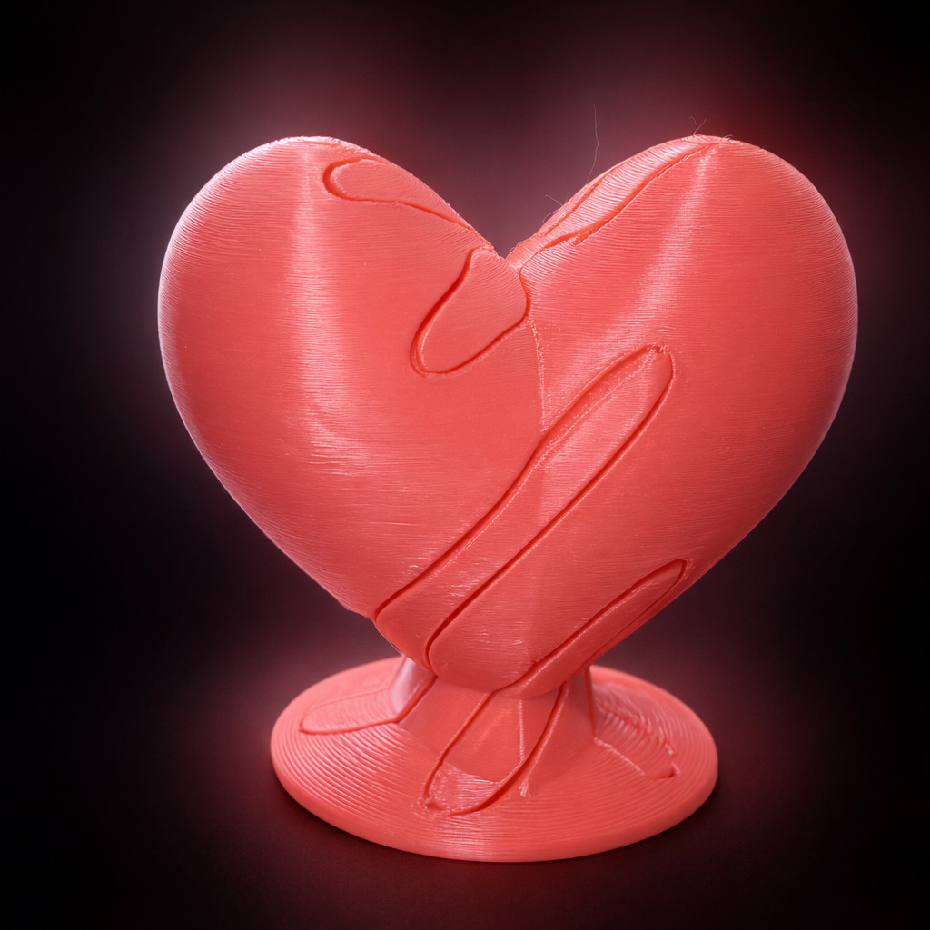 Fidget Toy Red vortex heart 3D Printed for Valentines Day 2.61 H x 2.5 inches W.