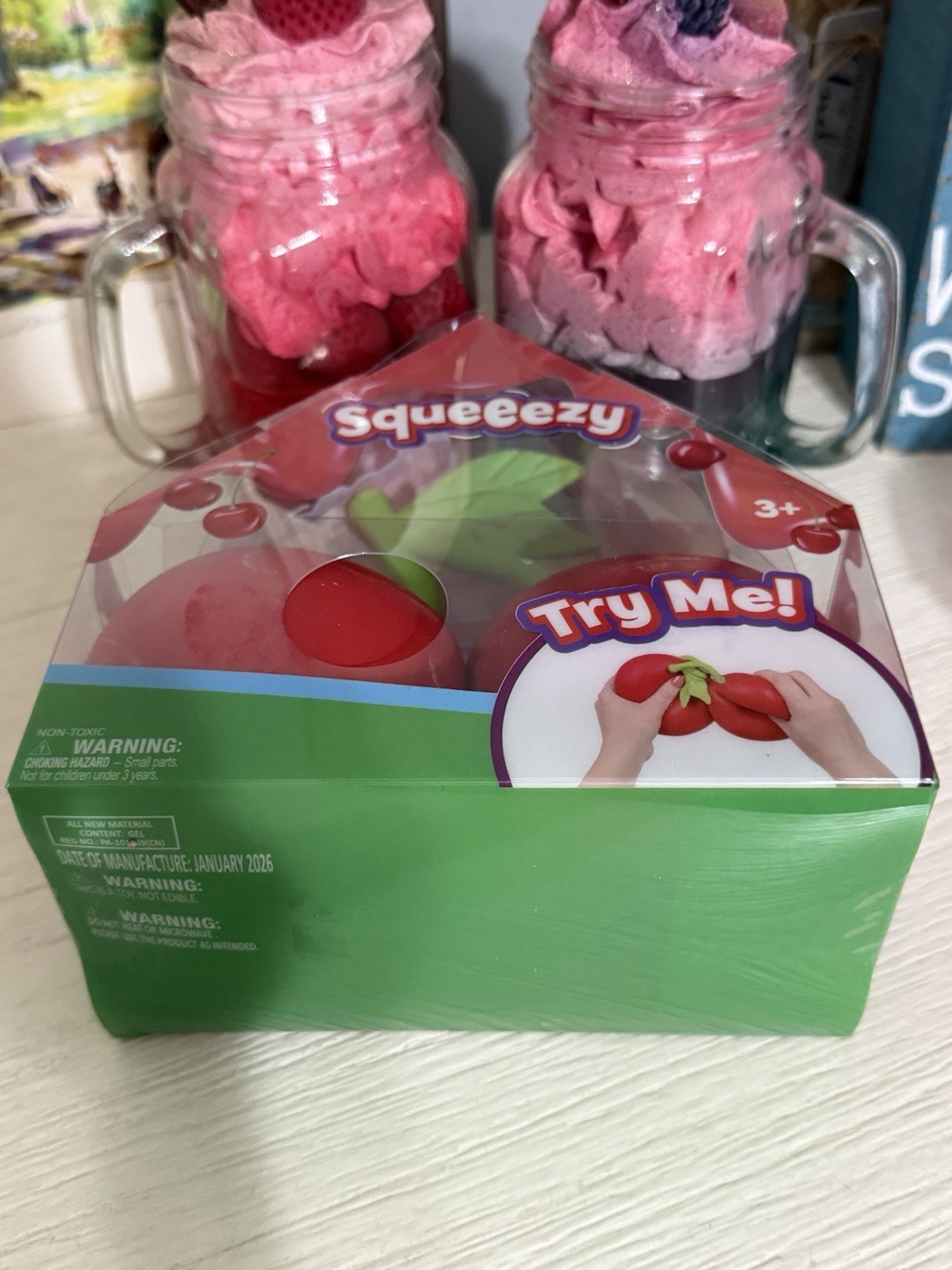 NEW Squishy Sunny Days Toymendous Red Cherries 5.5 Inch Squeezy Cherry Viral