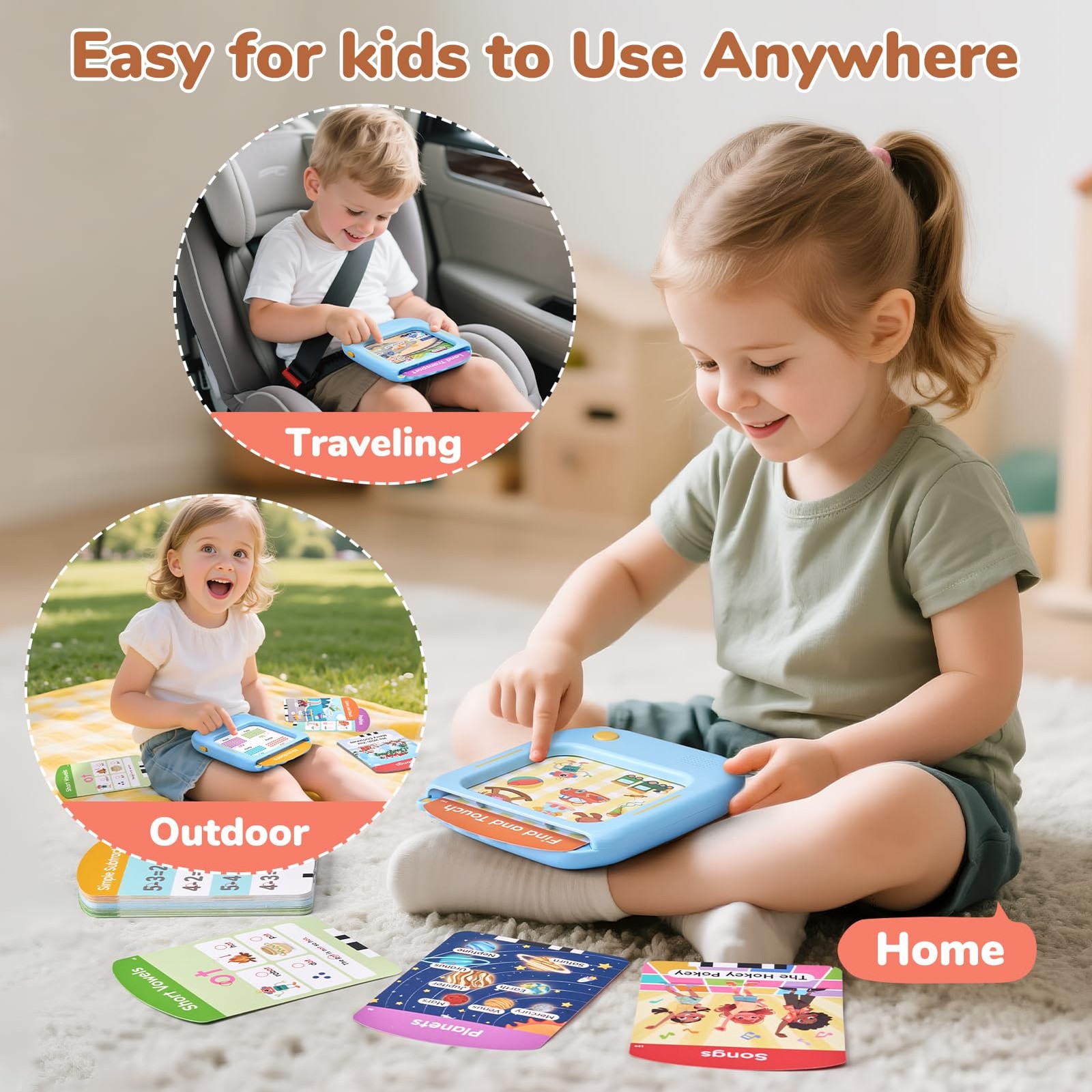 JoyCat Kids Learning Tablet, 5 x 7 x 0.1 inches, Red, Green, Blue, Yellow